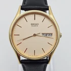 Vtg Seiko Watch Men's 34mm Gold Tone Daydate 7813-8019 New Battery READ DESCRIPT