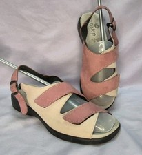 Easystep UK 6 Leather 2 Tone Pink Low Heel Wedge Strap Sandal