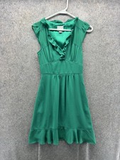 Maeve By Anthropologie Dress Womens 0 Green V Neck Cap Sleeve Mini Sundress