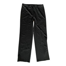 Vintage Black Polyester Straight Leg Pants Elastic Waist Women  s L 12  14