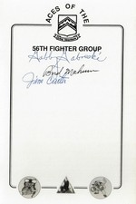 56th Fighter Group Aces Signed Bookplate w/ Gabreski Mahurin Carter WWII