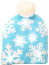 Christmas Winter Snowflake Light Up Beanie Hat Costume Accessory