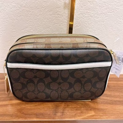 NWT Coach C1767 Jes Crossbody In Blocked Signature Canvas Gold