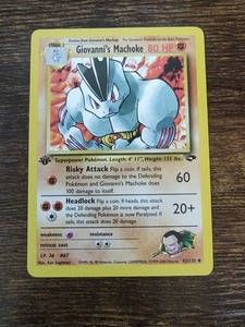 pokemon trainer card value Giovanni's Machamp 6/132 Gym Challenge Holo Rare Pokemon Card Near Min main image 1