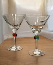 Abbott Collection Romania Handpainted Martini Glass Multi Color Jewel Stem 7 In
