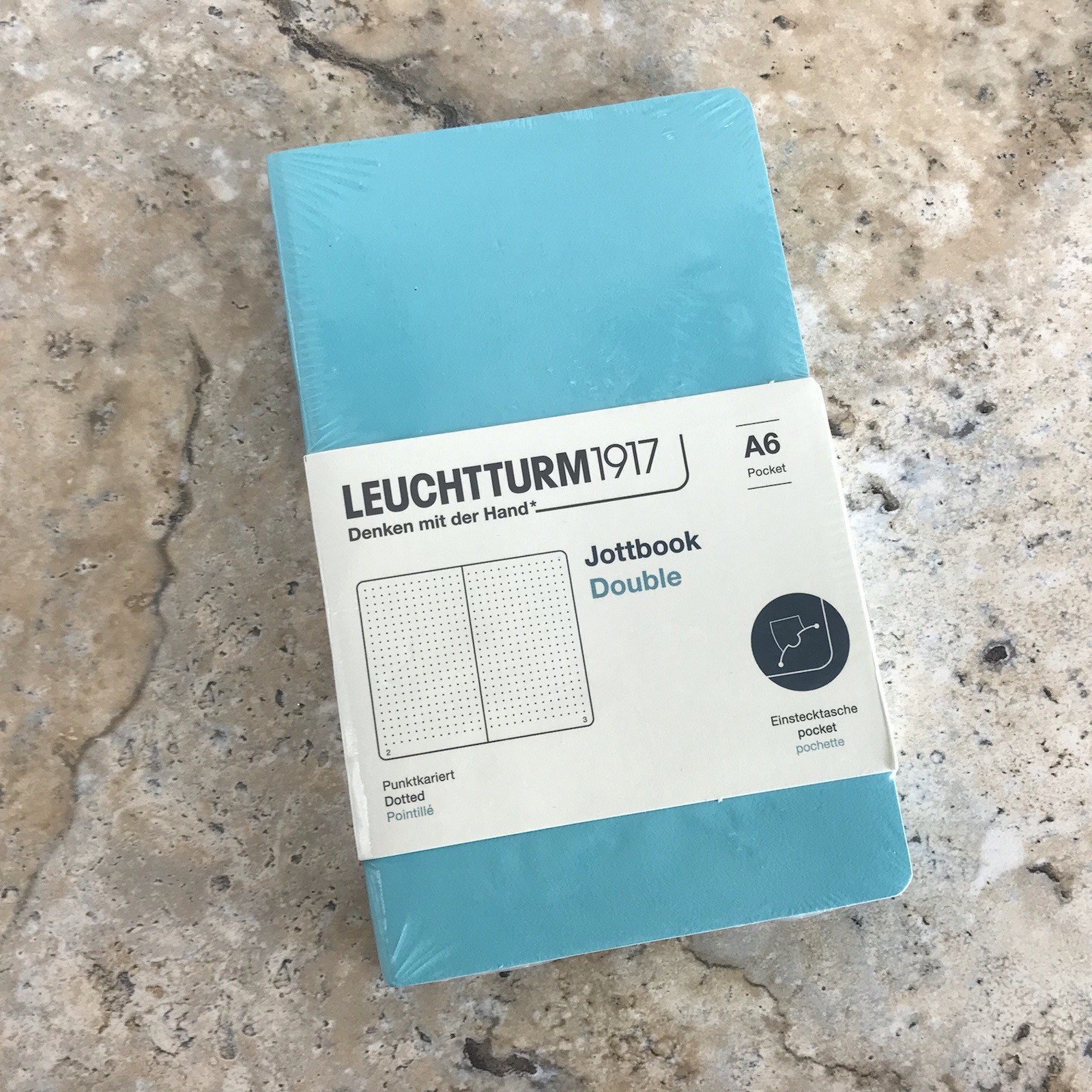LEUCHTTURM 1917 JOTTBOOK DOUBLE A6 POCKET IN AQUAMARINE & PACIFIC GREEN - NEW