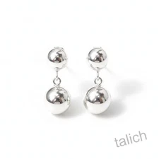 Shiny 925 Sterling Silver Double Hollow Ball Drop Earrings Minimal Chic Unique