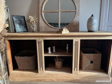 Grand Buffet enfilade meuble de comptoir bois brut bohème campagne rustique chic