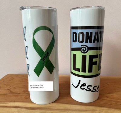 Custom Organ Donor & Recipient Tumbler, 20 oz Stainless Steel, Tribute Gift   