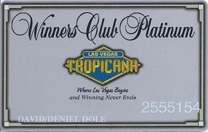 Tropicana Casino - Las Vegas, NV - 17a Issue Silver Platinum Slot Card