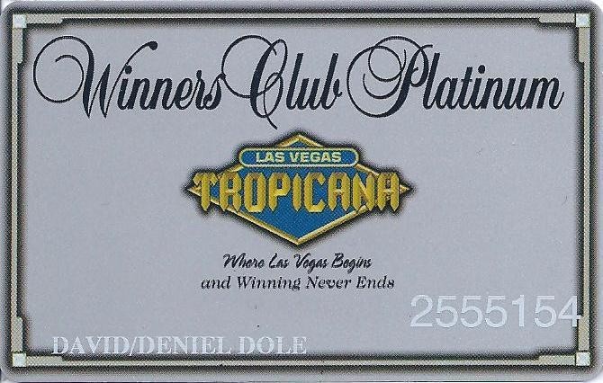 Tropicana Casino - Las Vegas, NV - 17a Issue Silver Platinum Slot Card