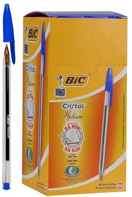 BIC - Medium Tip Cristal Ballpoint Pens - Pack of 50 (Blue)