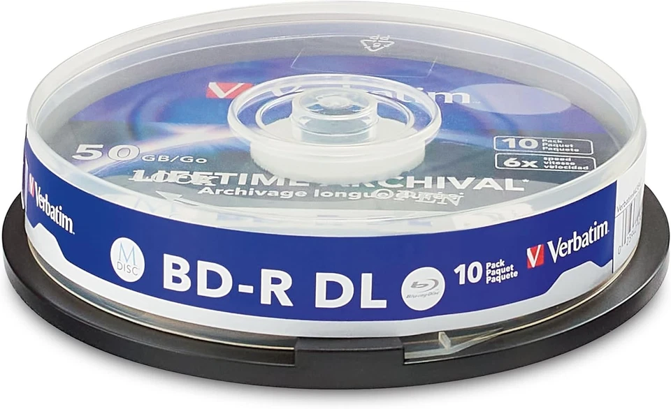 Hub de inyección de tinta blanco de archivo de por vida M DISC BD-R DL 50 GB 6X imprimible azul en blanco... Foto 2 de 4