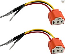 2PCS Ceramic Headlight Wiring Harness Socket, Female Pigtail Plug with 3 Adapter