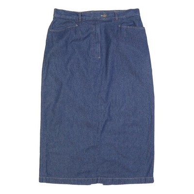 CLASSIC ELEMENTS Damen Blau Denim Midi Baumwollmix Gerade Rock Größe M 35''