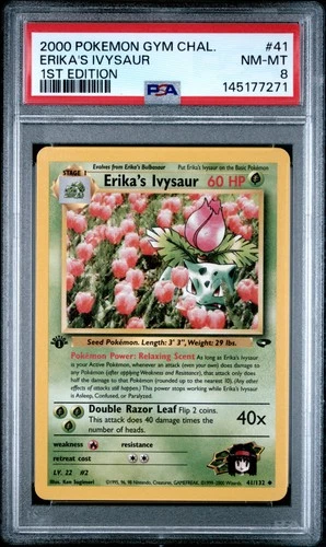 2000 POKEMON GYM CHALLENGE 1ST EDITION #41 ERIKA'S IVYSAUR PSA 8