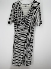 Talbots Black & White Faux Wrap A-line Printed Dress Size L