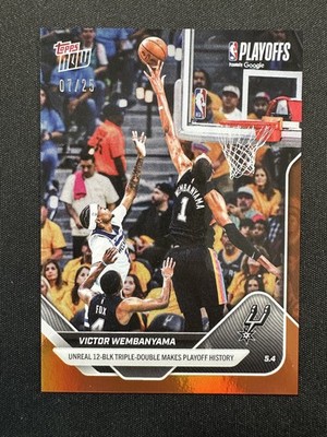 Victor Wembanyama 12 Blocks - 2025-26 NBA Topps NOW - Card 295 Orange Foil 7/25
