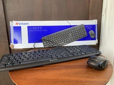 Verbatim Slimline USB Corded Keyboard and Mouse Combo Home Office Set