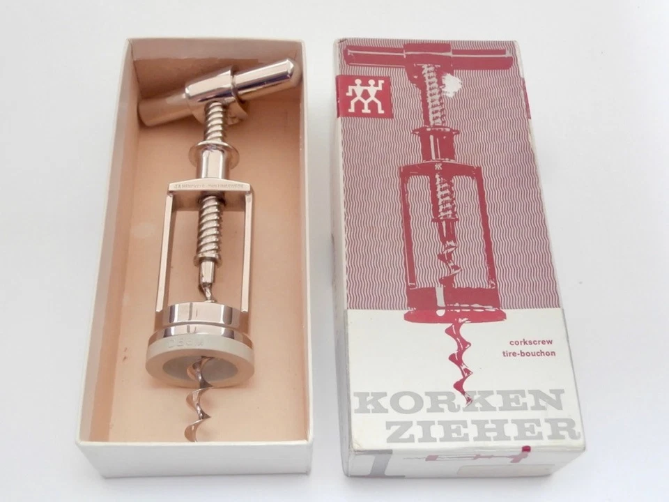 ZWILLING J.A. Henckels Korkenzieher SOLINGEN inOVP 1970s Vintage Corkscrew Rare!