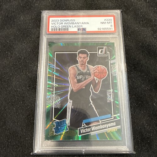 2023 Donruss Victor Wembanyama Holo Green Laser #220 PSA 8 San Antonio Spurs 