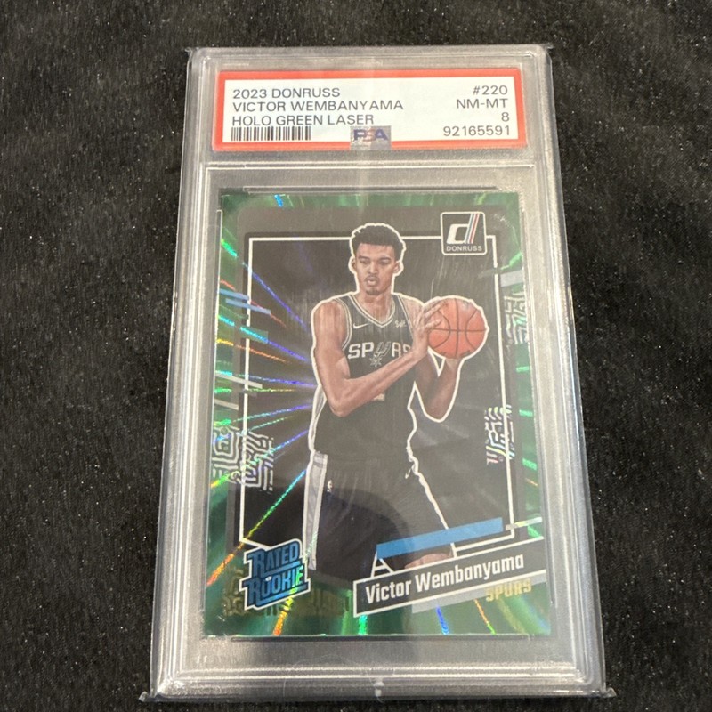 2023 Donruss Victor Wembanyama Holo Green Laser #220 PSA 8 San Antonio Spurs
