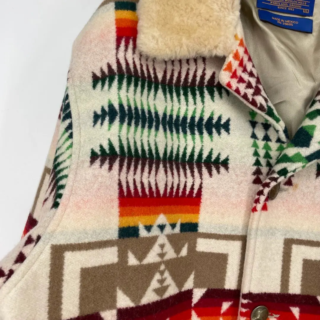 PENDLETON Wool Native Pattern Coat XL Multicolor … - image 3