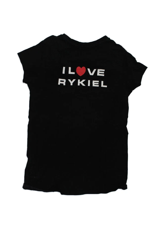 Sonia Rykiel Girls Cotton Heart Design Short Sleeve Graphic T-shirt Black Size M - Image 2 of 4