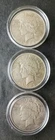 Lot of Three 1923 $1 Peace Silver Dollars in Capsules