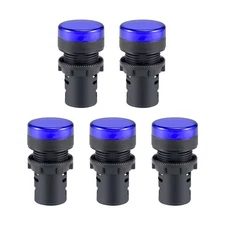 7/8" 22mm 5pcs 24V Blue LED Wire Mount Blue AC/DC Lights