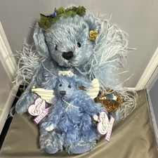 Annette Funicello BIRDIE  BLUE BELLE Mohair Angel Bears. Lot of 2 w/ bird nest