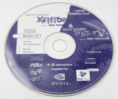 Nvidia Maxi Gamer Riva TNT2 Xentor 32 Ultra GPU Graphics Card CD Software VTG 90