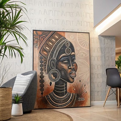 Das Gesicht der afrikanischen Tradition Wand Stammes Kreide Zeichnung Vintage afrozentrischer Posten