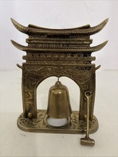 Vintage Brass Pagoda Temple Bell Gong Chinese...