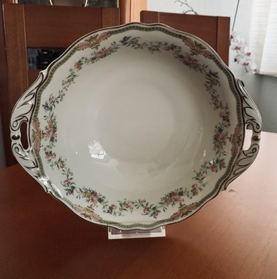 Krautheim Selb Bavaria Porzellan Astrid Prunkschale mit Griffen Blumen/Golddekor