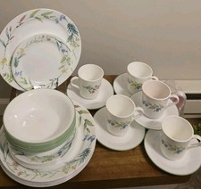32 pc Corelle My Garden Dinnerware Dinner & Salad Plates, Bowls,Sugar Service 6+