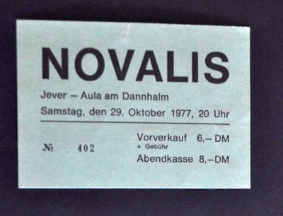 Novalis, Ticket 29.10.1977, Jever, Poster + LP ''Konzerte'' (mit Autogrammen!)