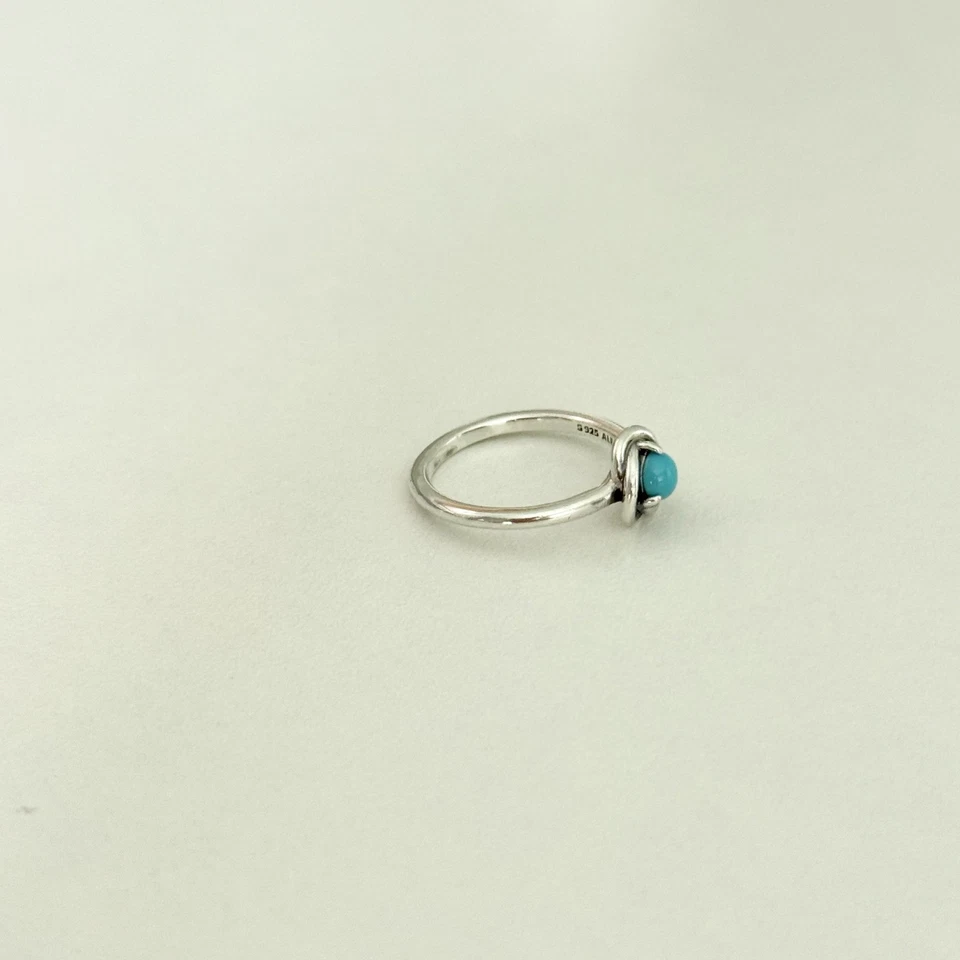 Anillo Pandora Plata Esterlina 925 Turquesa Círculo de Eternidad Talla 5 Foto 3 de 4