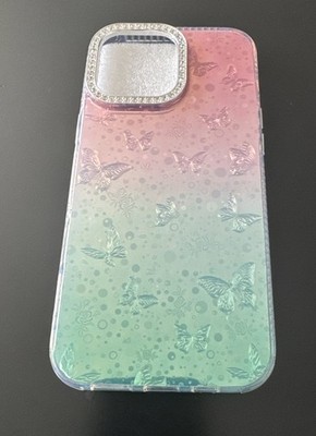 iPhone 16 Pro Max Case | Butterflies With Pink And Teal gradient |