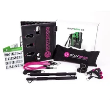 BodyBoss Home Gym 2.0 Full Portable Gym Home Workout Package Pink 2 Bands