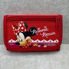 Disney Minnie Mouse Red Trifold Wallet Coin Purse Kids Girls 5 x 3 Inch EUC