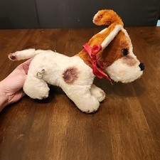 Vintage Plush Puppy Dog Wind Up Musical 'Rock A Bye Baby' Fox Terrier Hound