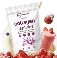 Micro Ingredients Multi Collagen Peptides – Types I,II,III,V,X, Unflavored, 1lb
