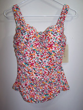 NWT -Profile by Gottex Multicolor Tankini, Built In Lined Underwire XS/S Bra 36D