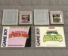 Nintendo Gameboy Games With Manuals Lot Spiderman + Teenage Mutant Ninja Turtles