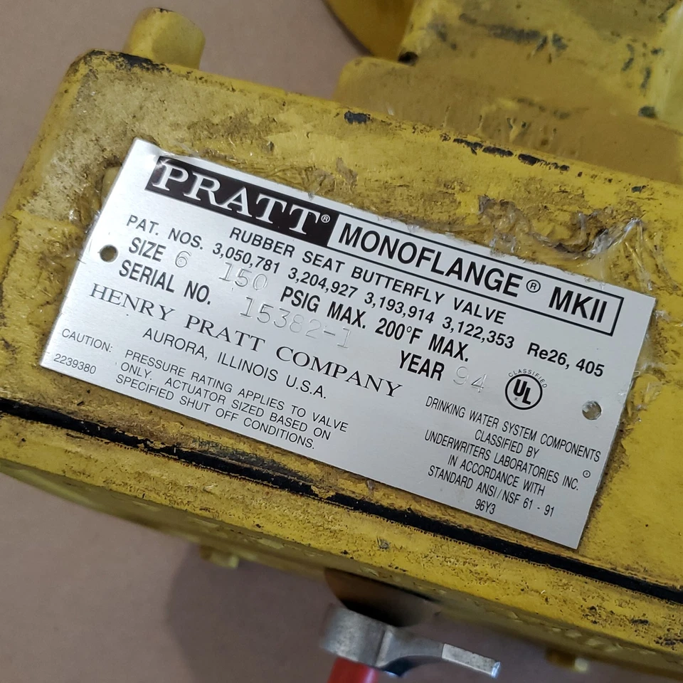 *PREOWNED* Pratt Monoflange MKII 6" Iron Wafer Butterfly Valve 150Psi + Warranty - Image 2 of 4