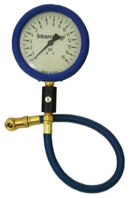 INTERCOMP 4'' ULTRA DELUXE AIR PRESSURE GAUGE 17'' HOSE 0-15lbs int360058