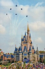 US Navy Blue Angels over Cinderella Castle, Walt Disney World Florida - Postcard