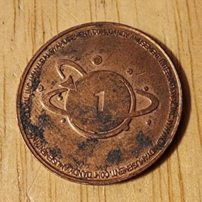海外、バスチケット・コレクション希少な物も含むランダム2kg超、おまけにレア追加 Dandy Amusement International Inc. Token Saturn 1 Space No Cash