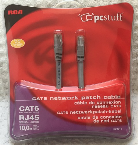 Cable network patch CAT6 8p8c RJ45 UTP > FLAT < Grey 10m. THOMSON - Zdjęcie 2 z 4